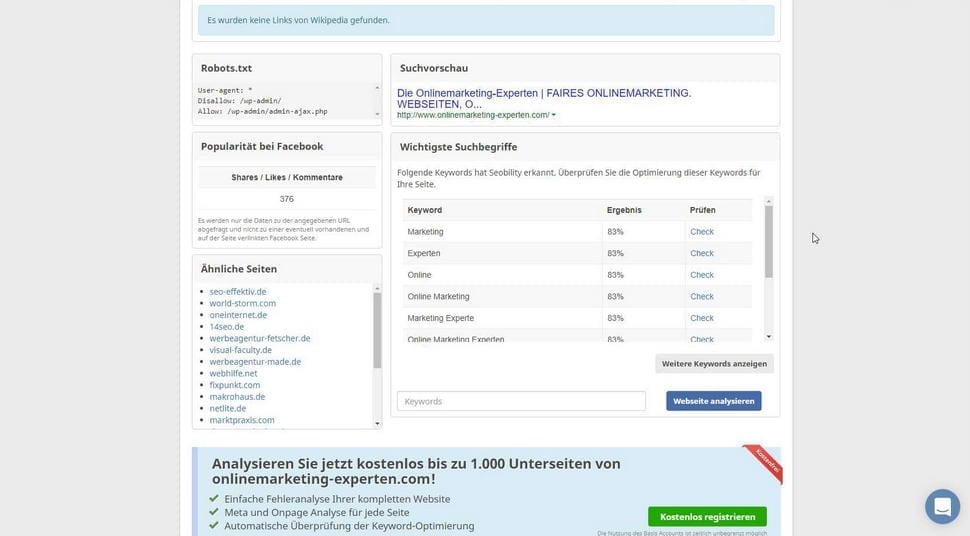 Keywords vor Optimierung