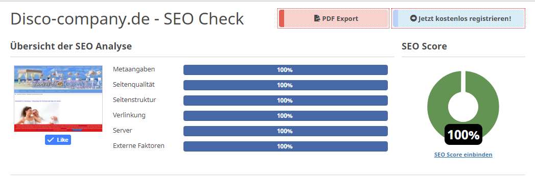 SEO Score 100 Prozent