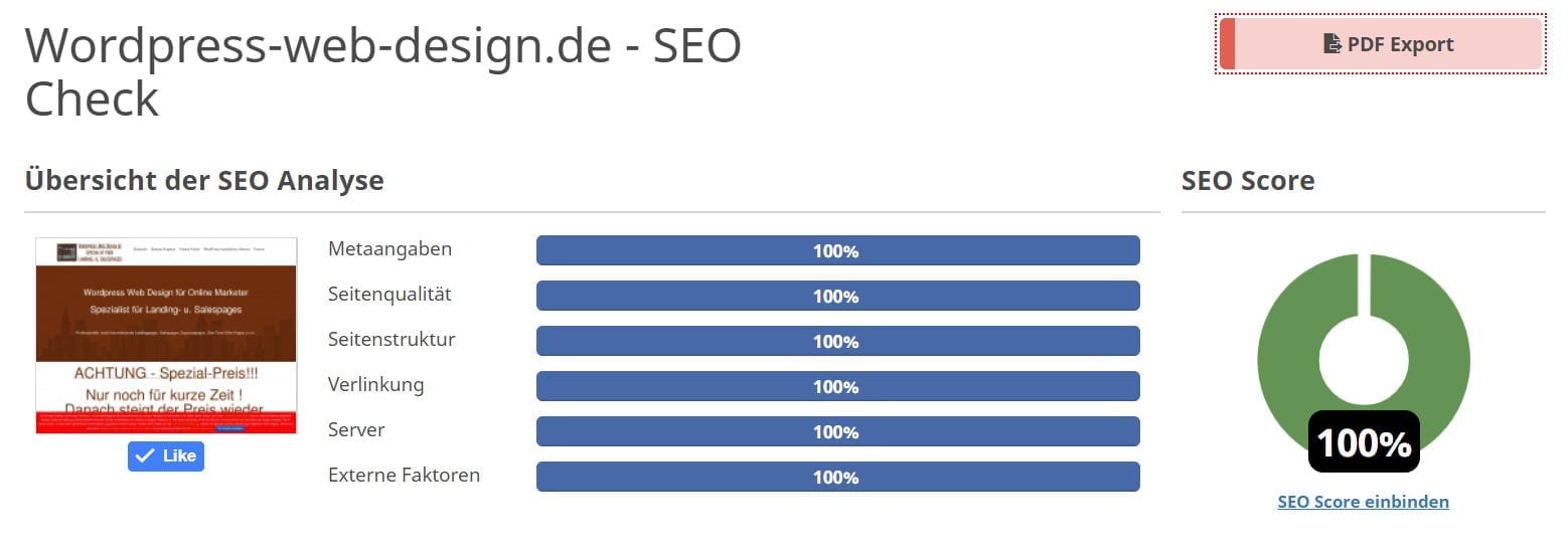 SEO Score 100 Prozent