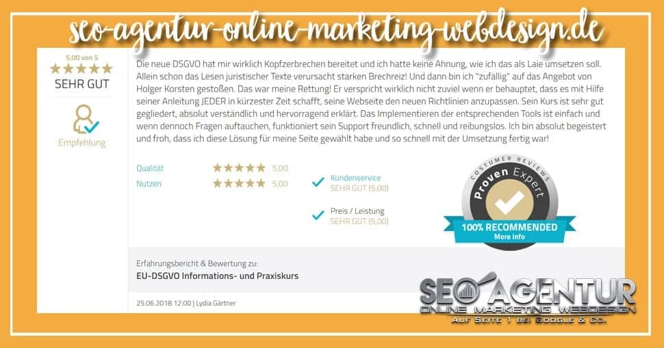 DSGVO Testimonial Lydia Gärtner