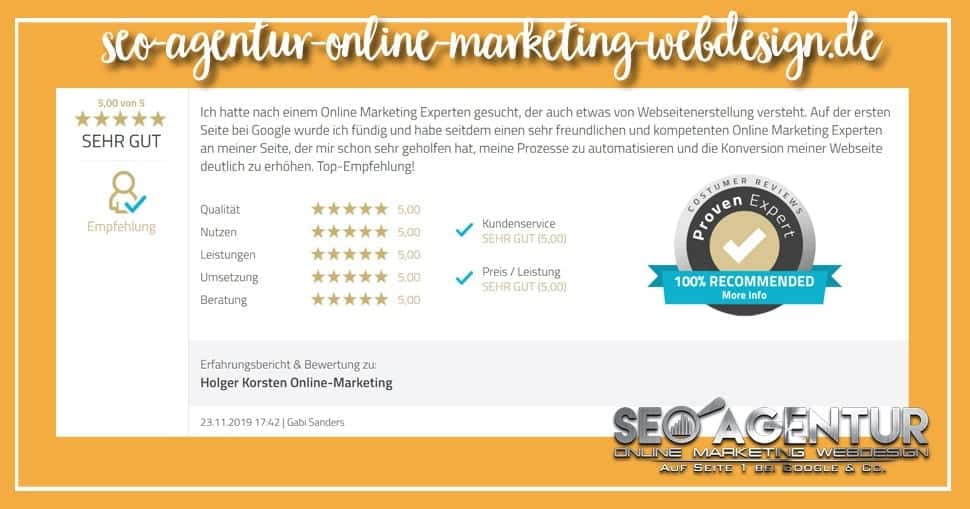 Online Marketing Testimonial Gabi Sanders