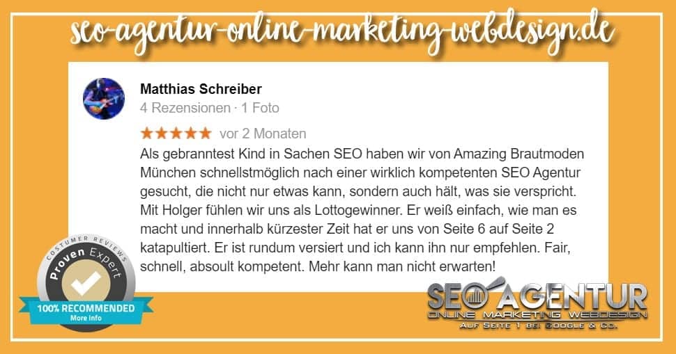 SEO Testimonial Amazing Brautmoden Matthias
