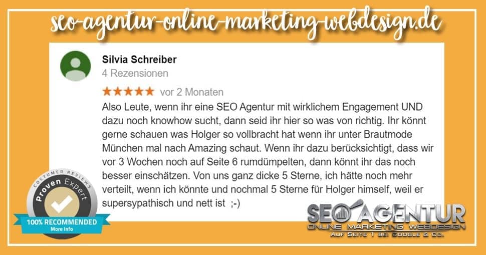 SEO Testimonial Amazing Brautmoden Silvia