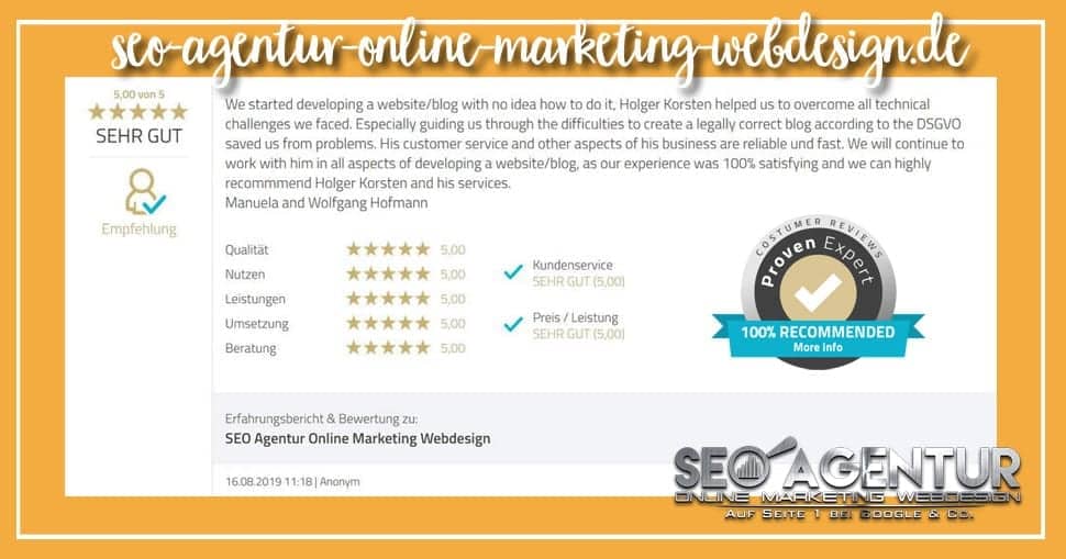 SEO Testimonial Manuela und Wolfgang