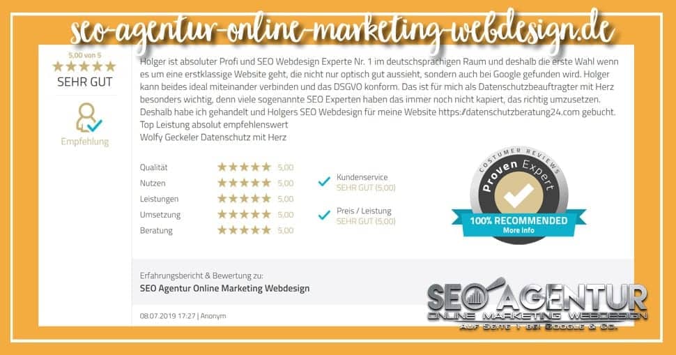 SEO Testimonial Wolfgang Geckeler