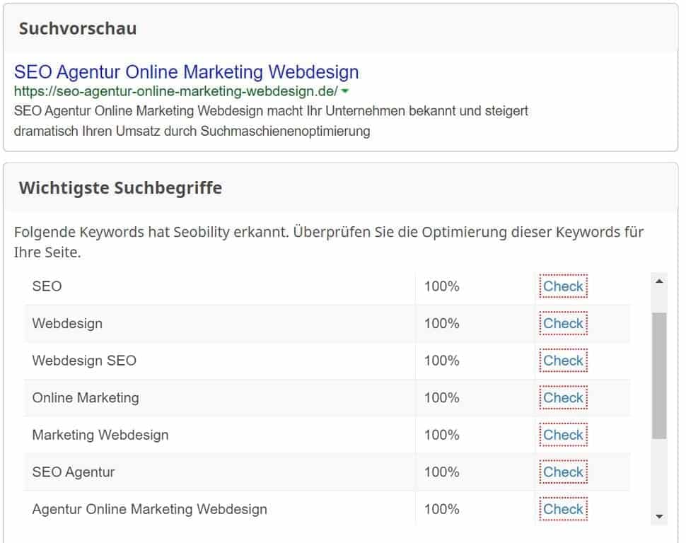 Keyword Check SEO Agentur