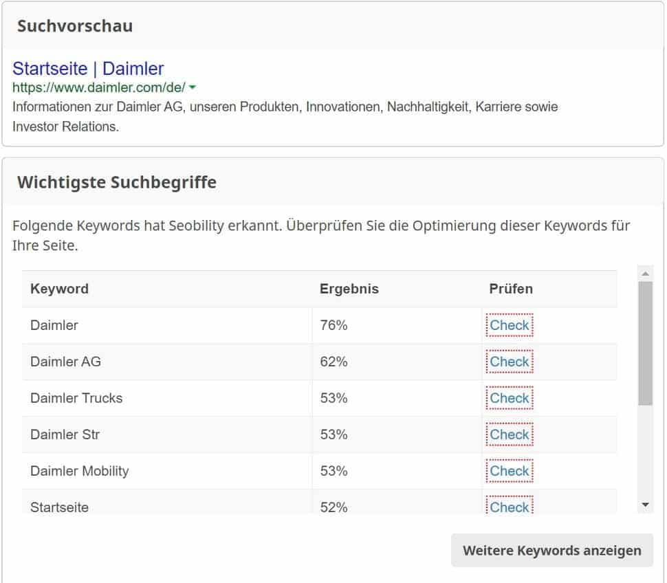 daimler.com seo keyword check