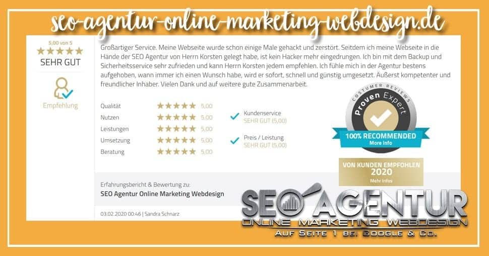 SEO Testimonial 2020 Sandra Schnarz