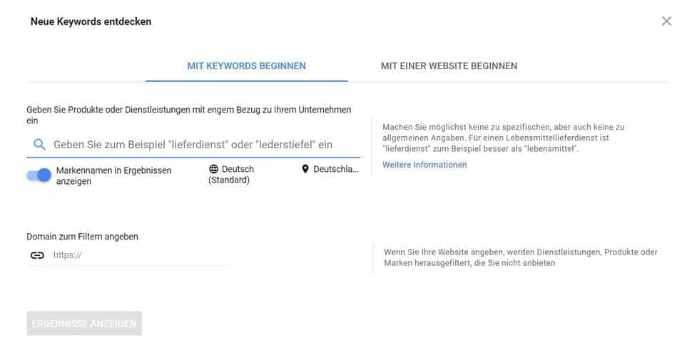 Google Keyword Planer