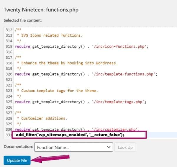 Sitemap deaktivieren in WordPress